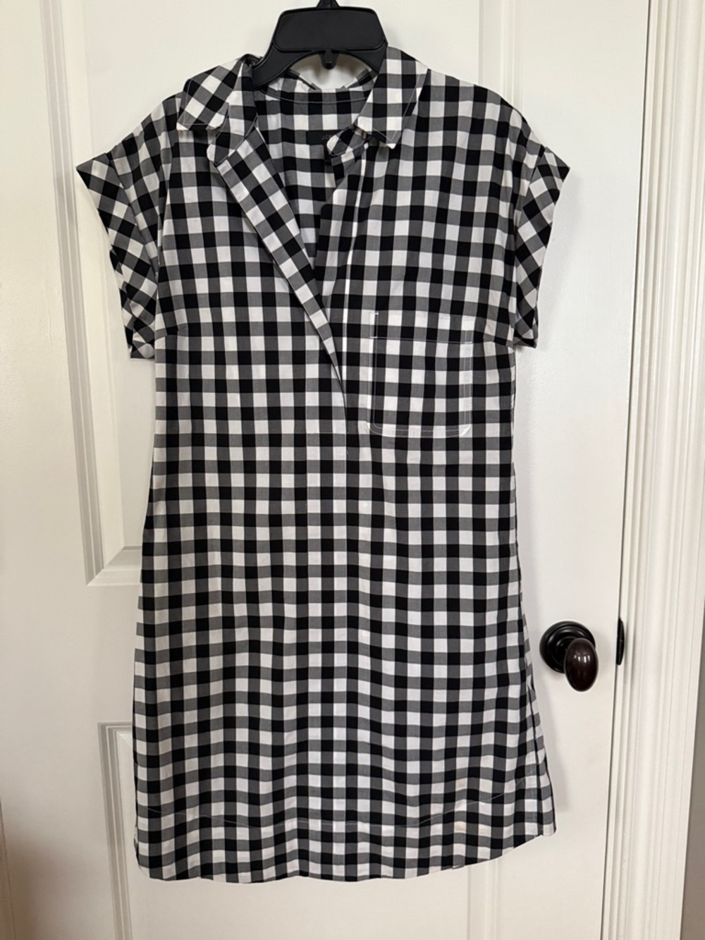 J. Crew Black and White Gingham Button-Up